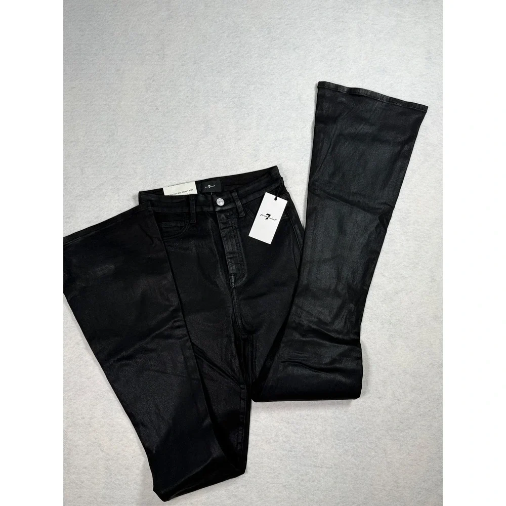 7 For All Mankind Womens jeans High Rise Coated Slim Bootcut Black Size 24 x 34